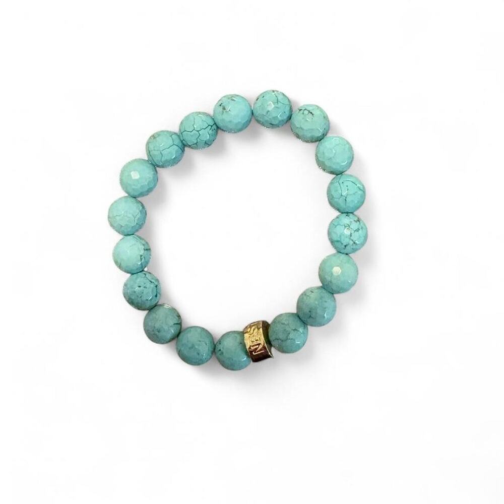 Nest Turquoise Beaded Stretch Bracelet New With Pouch